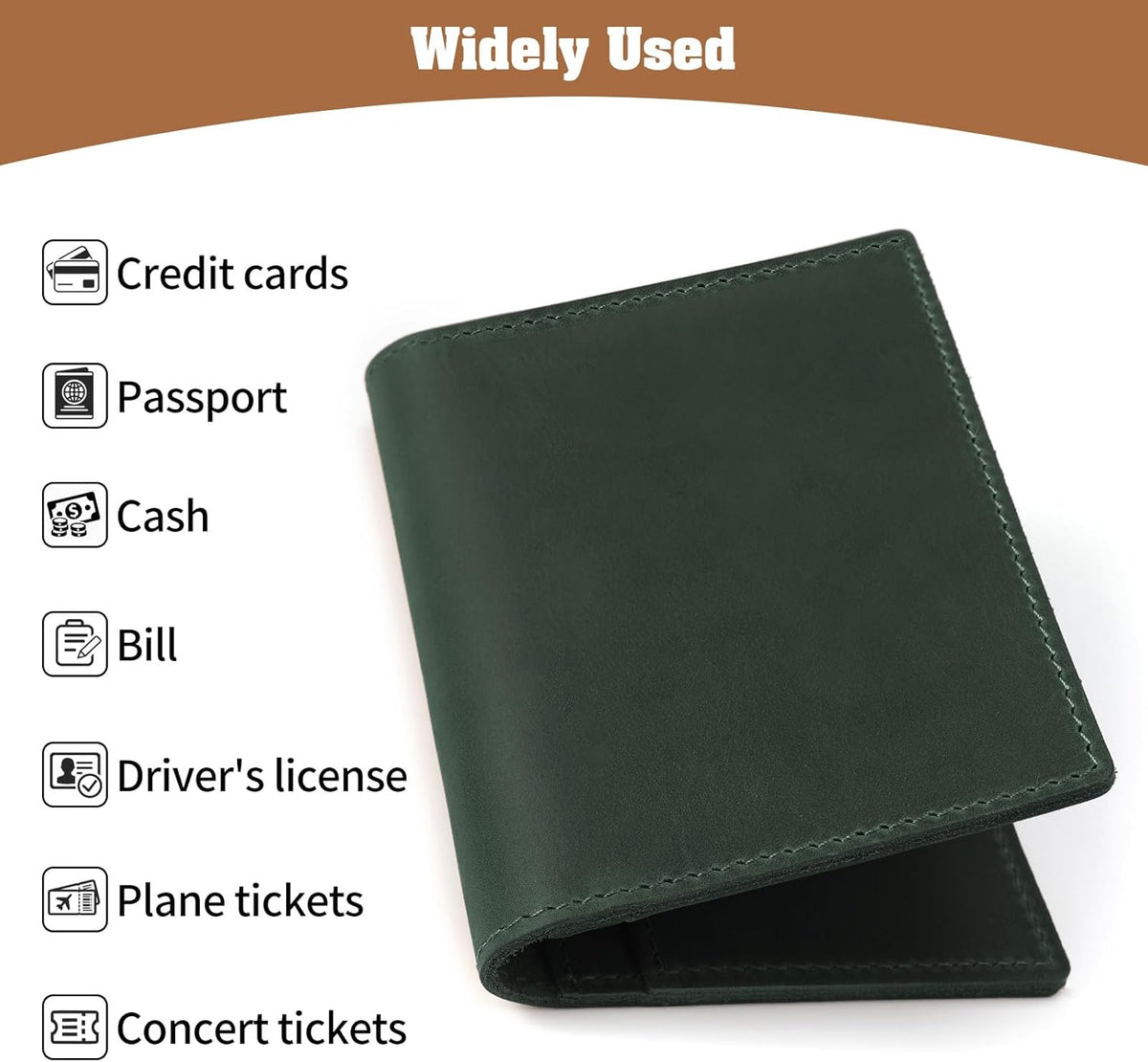Genuine Leather Handmade Passport Holder For Travel, RFID Blocking Passport Holder with Card Slots, Travel Essentials wallet with Pen Holder for Women and Men for Gifting, Brown