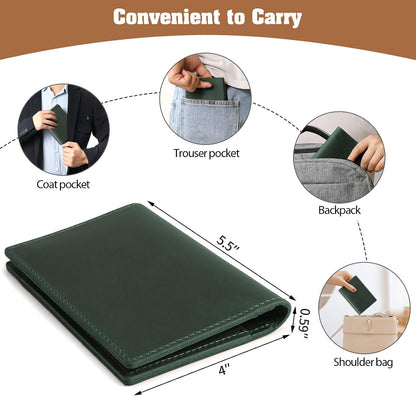 Genuine Leather Handmade Passport Holder For Travel, RFID Blocking Passport Holder with Card Slots, Travel Essentials wallet with Pen Holder for Women and Men for Gifting, Brown