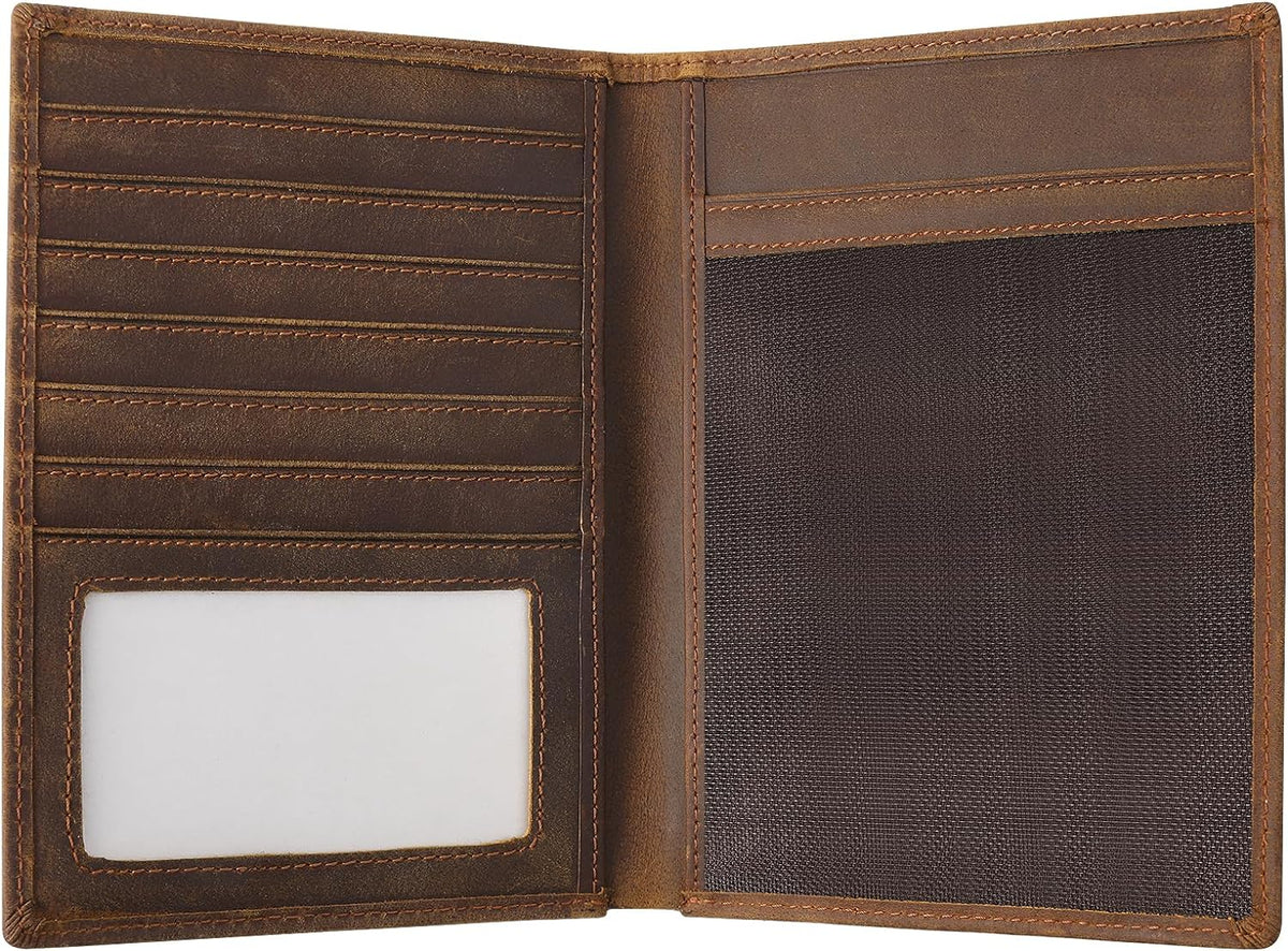 Genuine Leather Handmade Passport Holder For Travel, RFID Blocking Passport Holder with Card Slots, Travel Essentials wallet with Pen Holder for Women and Men for Gifting, Brown