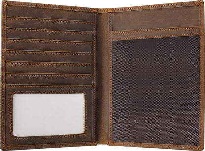 Genuine Leather Handmade Passport Holder For Travel, RFID Blocking Passport Holder with Card Slots, Travel Essentials wallet with Pen Holder for Women and Men for Gifting, Brown