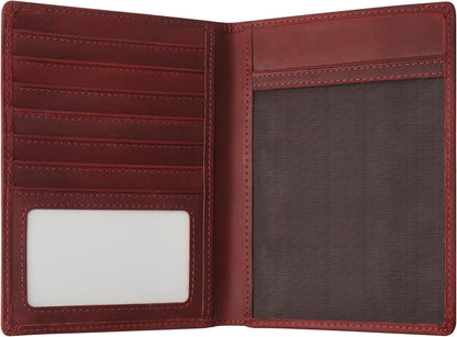 Genuine Leather Handmade Passport Holder For Travel, RFID Blocking Passport Holder with Card Slots, Travel Essentials wallet with Pen Holder for Women and Men for Gifting, Brown
