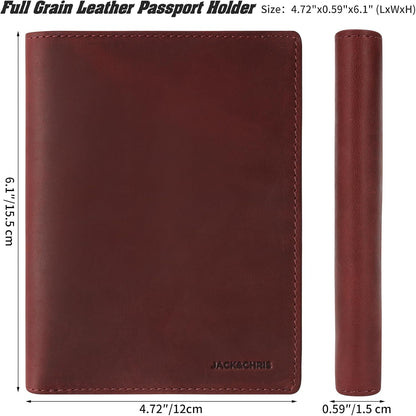 Genuine Leather Handmade Passport Holder For Travel, RFID Blocking Passport Holder with Card Slots, Travel Essentials wallet with Pen Holder for Women and Men for Gifting, Brown