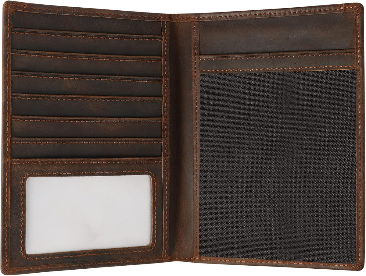 Genuine Leather Handmade Passport Holder For Travel, RFID Blocking Passport Holder with Card Slots, Travel Essentials wallet with Pen Holder for Women and Men for Gifting, Brown