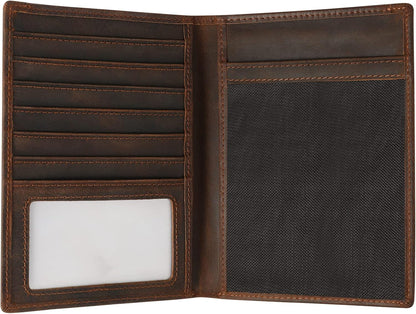Genuine Leather Handmade Passport Holder For Travel, RFID Blocking Passport Holder with Card Slots, Travel Essentials wallet with Pen Holder for Women and Men for Gifting, Brown