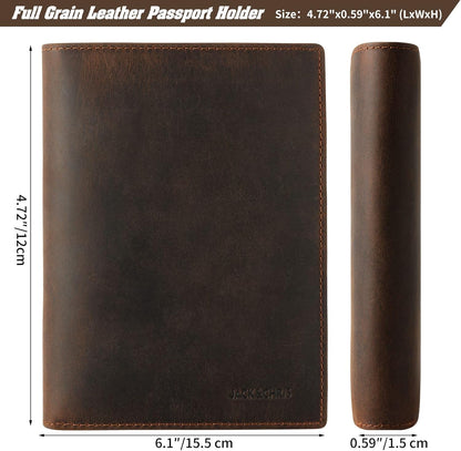 Genuine Leather Handmade Passport Holder For Travel, RFID Blocking Passport Holder with Card Slots, Travel Essentials wallet with Pen Holder for Women and Men for Gifting, Brown