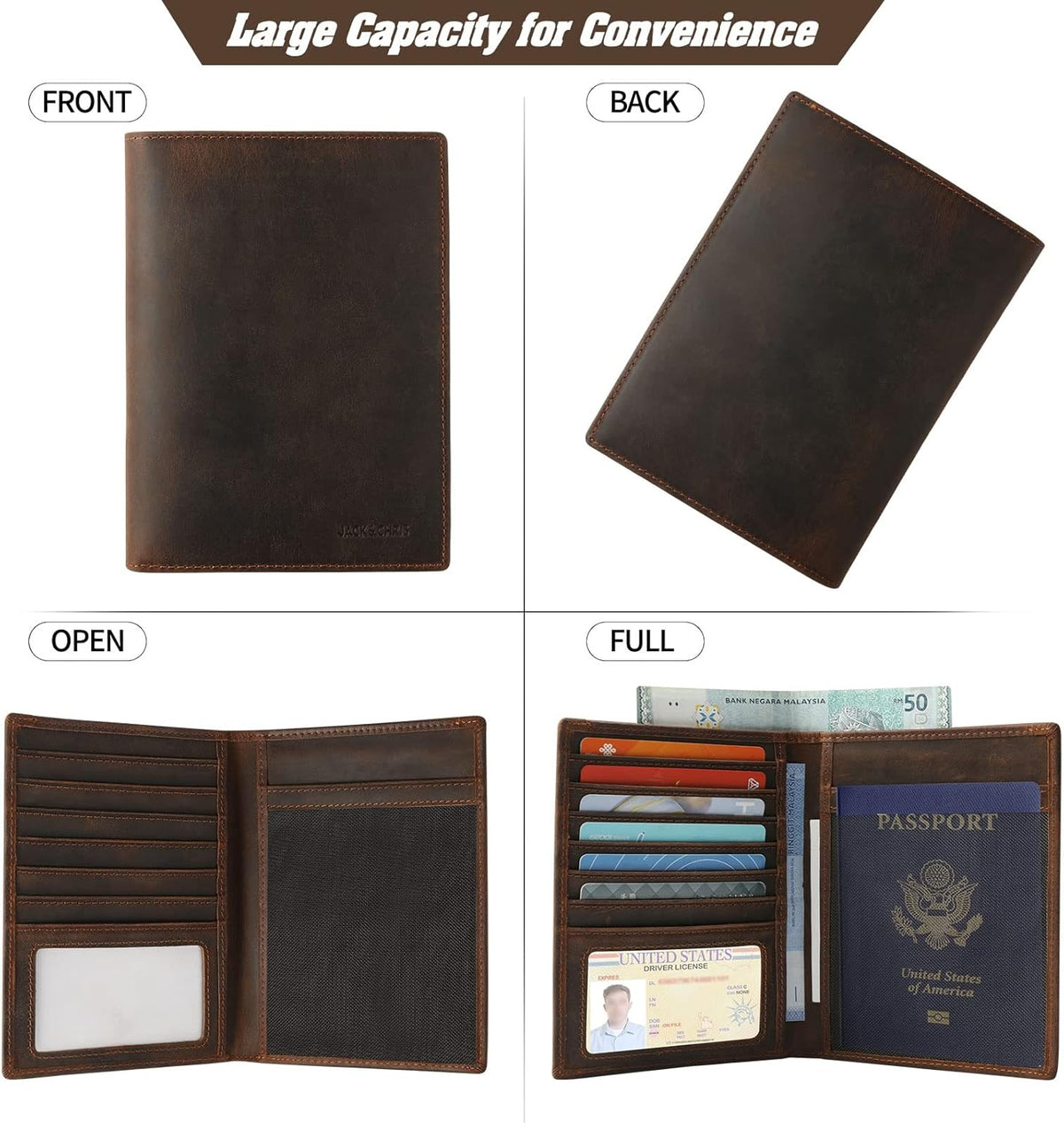 Genuine Leather Handmade Passport Holder For Travel, RFID Blocking Passport Holder with Card Slots, Travel Essentials wallet with Pen Holder for Women and Men for Gifting, Brown