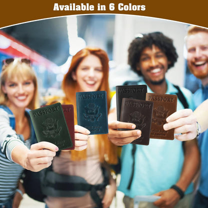 Genuine Leather Handmade Passport Holder For Travel, RFID Blocking Passport Holder with Card Slots, Travel Essentials wallet with Pen Holder for Women and Men for Gifting, Brown