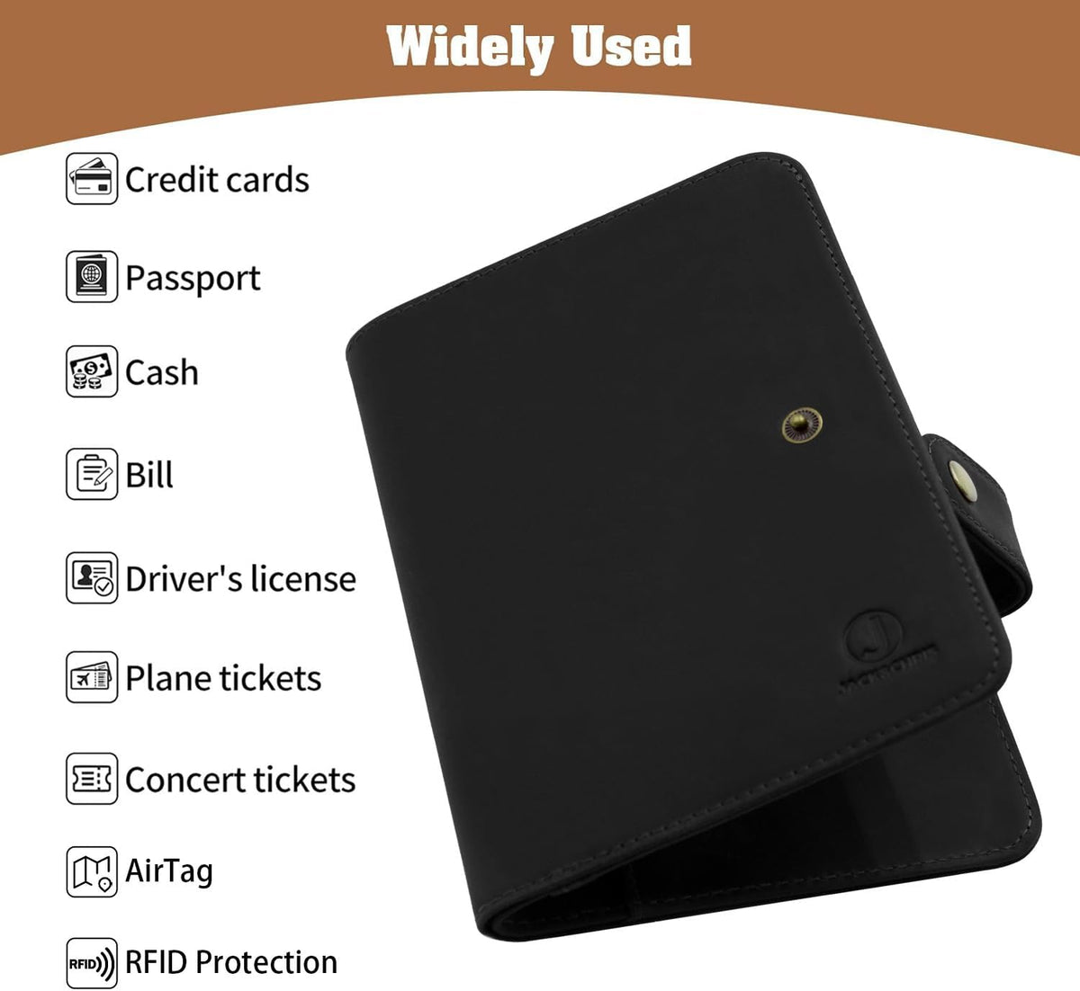 Genuine Leather Handmade Passport Holder For Travel, RFID Blocking Passport Holder with Card Slots, Travel Essentials wallet with Pen Holder for Women and Men for Gifting, Brown
