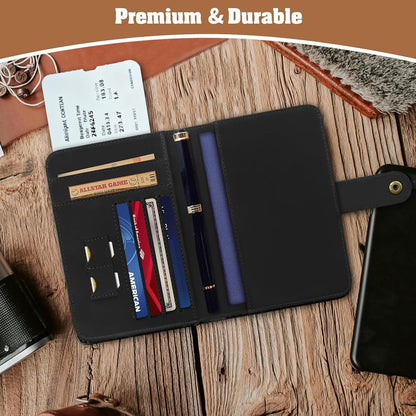 Genuine Leather Handmade Passport Holder For Travel, RFID Blocking Passport Holder with Card Slots, Travel Essentials wallet with Pen Holder for Women and Men for Gifting, Brown
