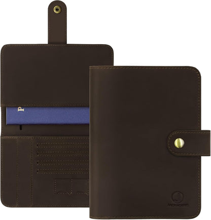 Genuine Leather Handmade Passport Holder For Travel, RFID Blocking Passport Holder with Card Slots, Travel Essentials wallet with Pen Holder for Women and Men for Gifting, Brown