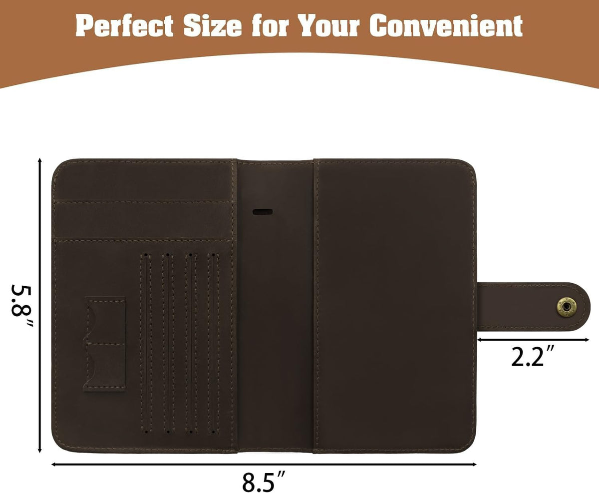 Genuine Leather Handmade Passport Holder For Travel, RFID Blocking Passport Holder with Card Slots, Travel Essentials wallet with Pen Holder for Women and Men for Gifting, Brown