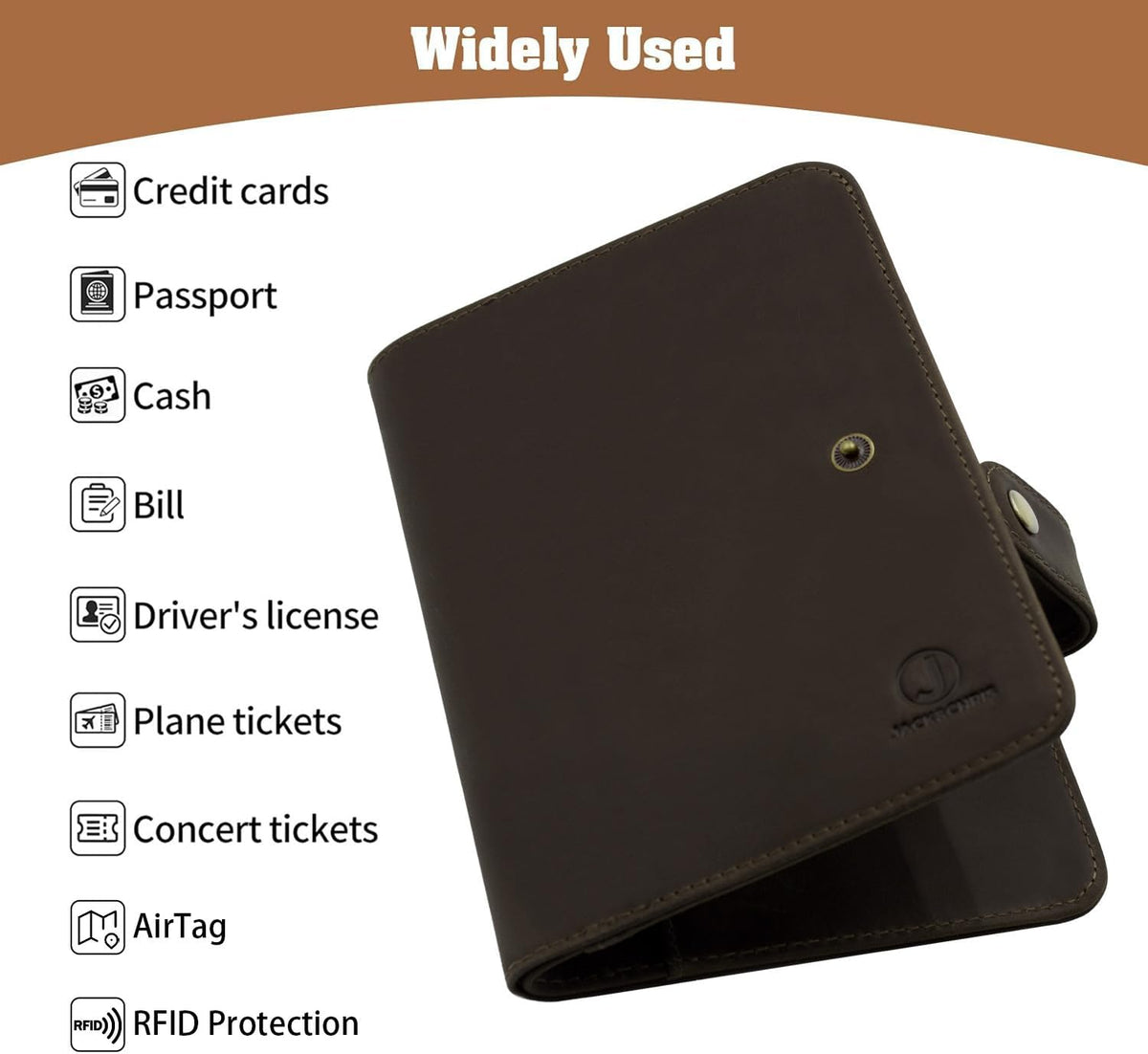 Genuine Leather Handmade Passport Holder For Travel, RFID Blocking Passport Holder with Card Slots, Travel Essentials wallet with Pen Holder for Women and Men for Gifting, Brown