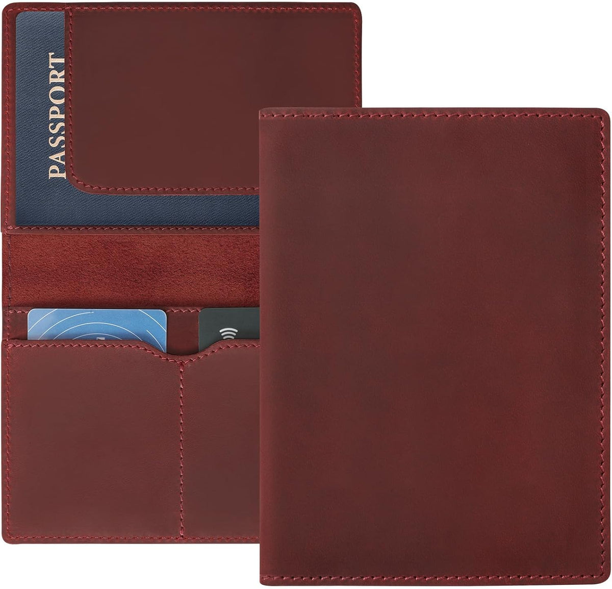 Genuine Leather Handmade Passport Holder For Travel, RFID Blocking Passport Holder with Card Slots, Travel Essentials wallet with Pen Holder for Women and Men for Gifting, Brown