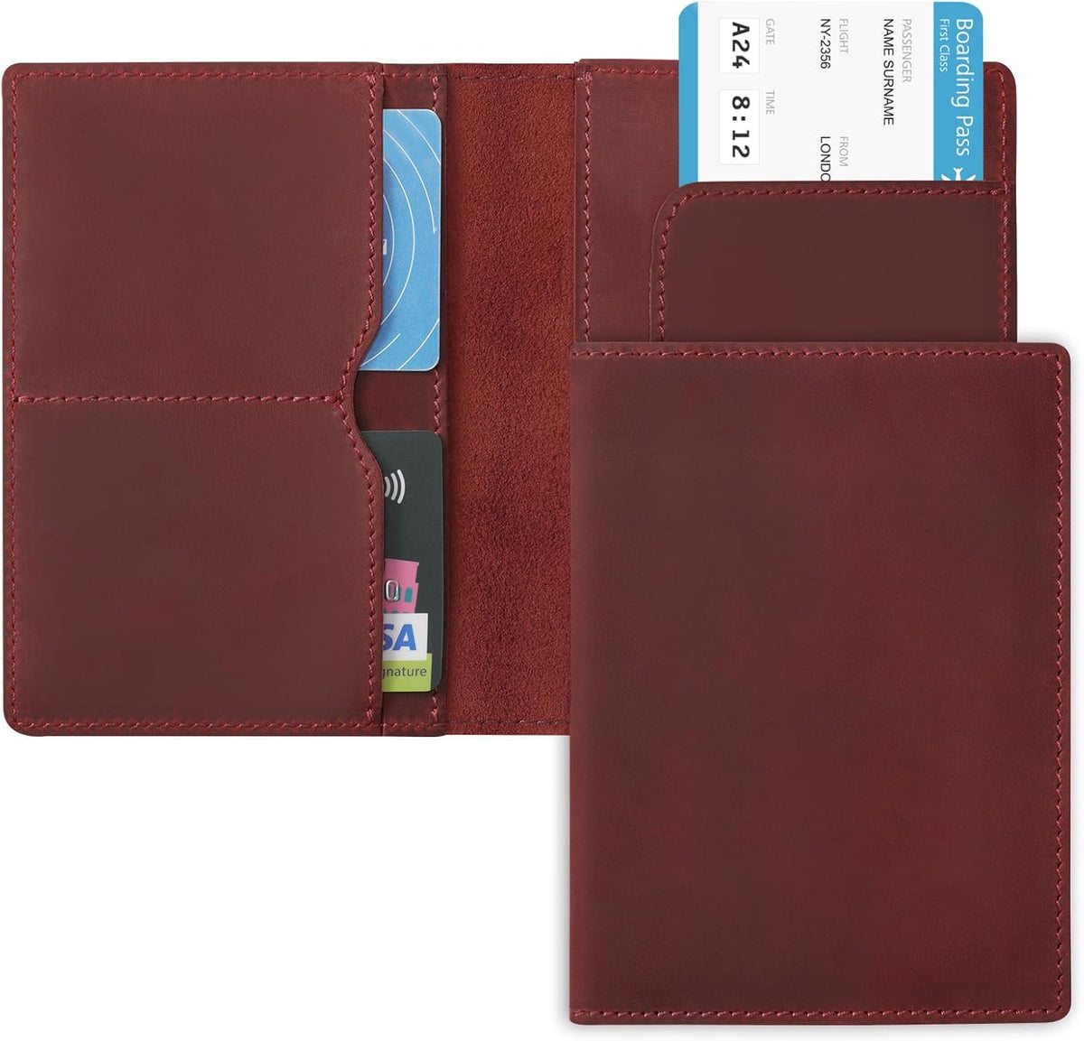 Genuine Leather Handmade Passport Holder For Travel, RFID Blocking Passport Holder with Card Slots, Travel Essentials wallet with Pen Holder for Women and Men for Gifting, Brown