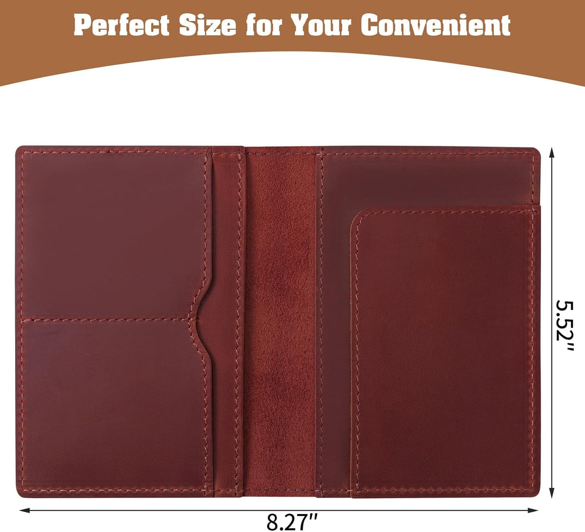 Genuine Leather Handmade Passport Holder For Travel, RFID Blocking Passport Holder with Card Slots, Travel Essentials wallet with Pen Holder for Women and Men for Gifting, Brown