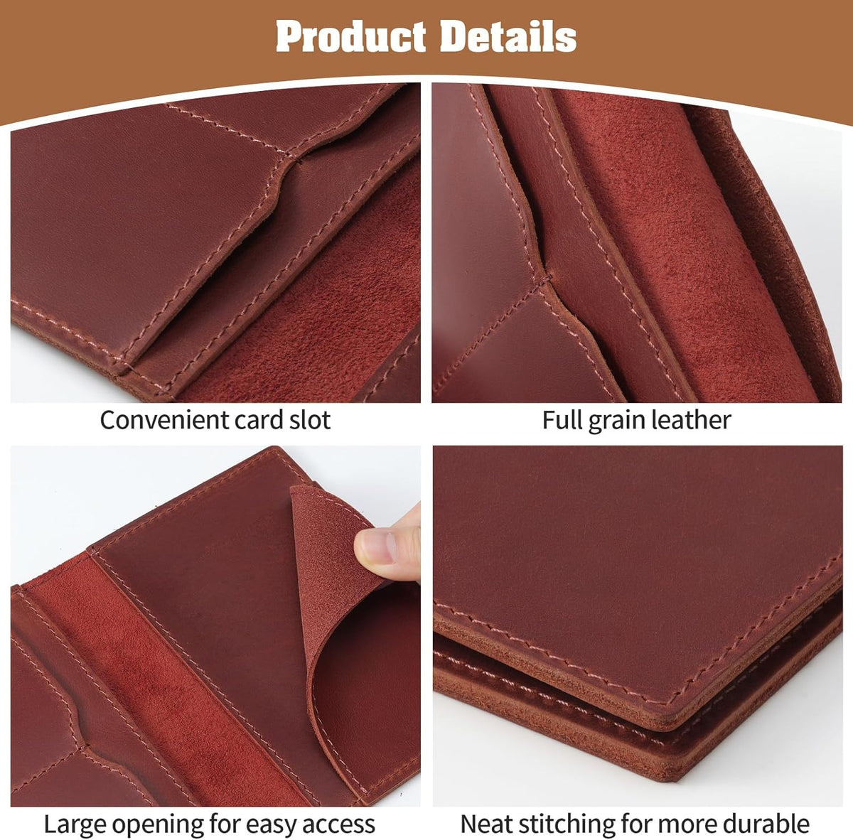 Genuine Leather Handmade Passport Holder For Travel, RFID Blocking Passport Holder with Card Slots, Travel Essentials wallet with Pen Holder for Women and Men for Gifting, Brown