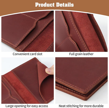 Genuine Leather Handmade Passport Holder For Travel, RFID Blocking Passport Holder with Card Slots, Travel Essentials wallet with Pen Holder for Women and Men for Gifting, Brown