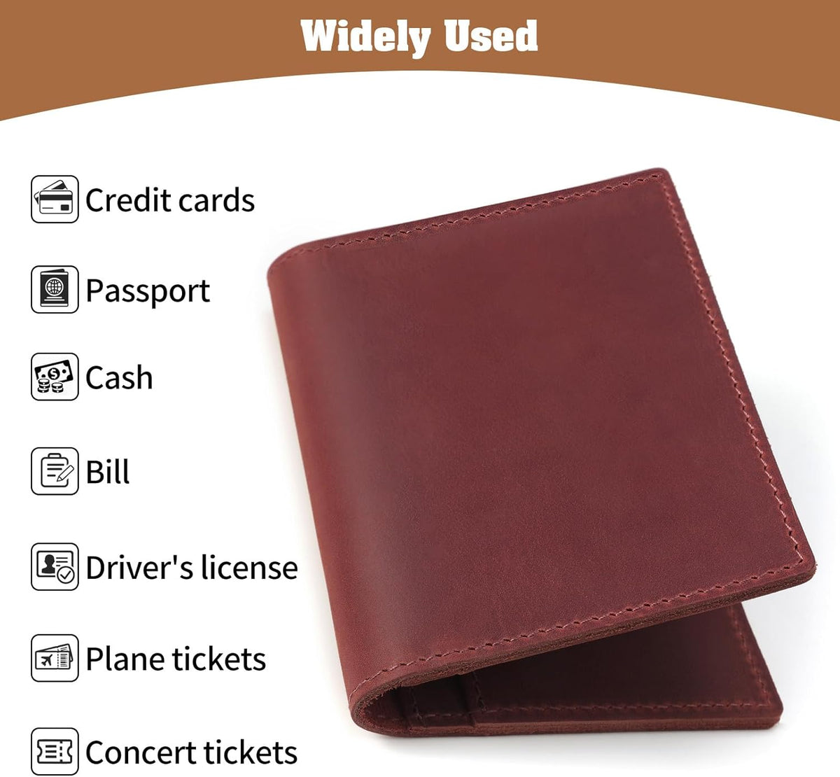 Genuine Leather Handmade Passport Holder For Travel, RFID Blocking Passport Holder with Card Slots, Travel Essentials wallet with Pen Holder for Women and Men for Gifting, Brown