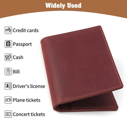 Genuine Leather Handmade Passport Holder For Travel, RFID Blocking Passport Holder with Card Slots, Travel Essentials wallet with Pen Holder for Women and Men for Gifting, Brown