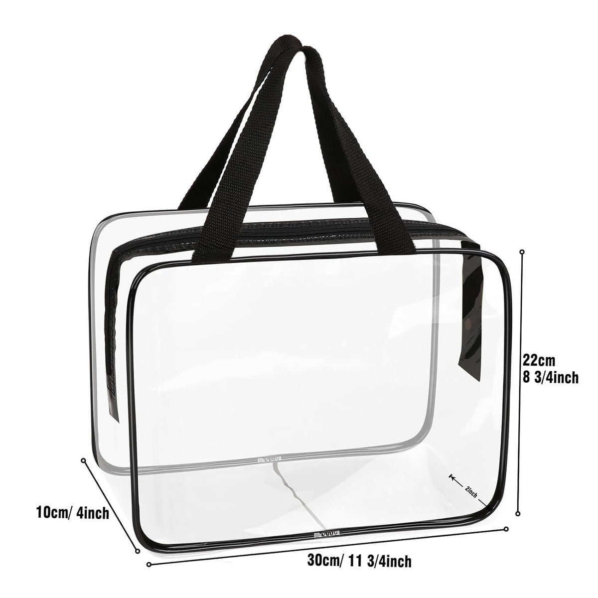 APREUTY Clear Makeup Bags, TSA Approved 6 Pcs Cosmetic Makeup Bags Set Clear PVC with Zipper Handle Portable Travel Luggage Pouch Airport Airline Vacation Organization (Black)