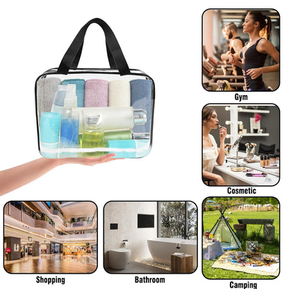 APREUTY Clear Makeup Bags, TSA Approved 6 Pcs Cosmetic Makeup Bags Set Clear PVC with Zipper Handle Portable Travel Luggage Pouch Airport Airline Vacation Organization (Black)