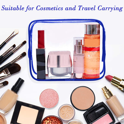 APREUTY Clear Makeup Bags, TSA Approved 6 Pcs Cosmetic Makeup Bags Set Clear PVC with Zipper Handle Portable Travel Luggage Pouch Airport Airline Vacation Organization (Black)