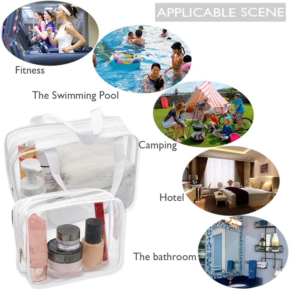 APREUTY Clear Makeup Bags, TSA Approved 6 Pcs Cosmetic Makeup Bags Set Clear PVC with Zipper Handle Portable Travel Luggage Pouch Airport Airline Vacation Organization (Black)