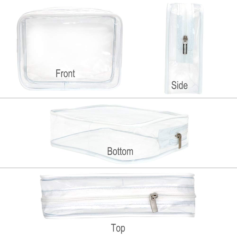 APREUTY Clear Makeup Bags, TSA Approved 6 Pcs Cosmetic Makeup Bags Set Clear PVC with Zipper Handle Portable Travel Luggage Pouch Airport Airline Vacation Organization (Black)