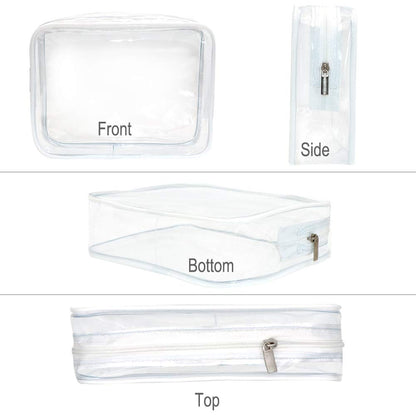 APREUTY Clear Makeup Bags, TSA Approved 6 Pcs Cosmetic Makeup Bags Set Clear PVC with Zipper Handle Portable Travel Luggage Pouch Airport Airline Vacation Organization (Black)
