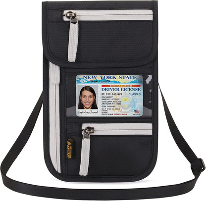 Neck Wallet Lightweight RFID Blocking Waterproof Travel Pouch Passport Wallets for Women Men