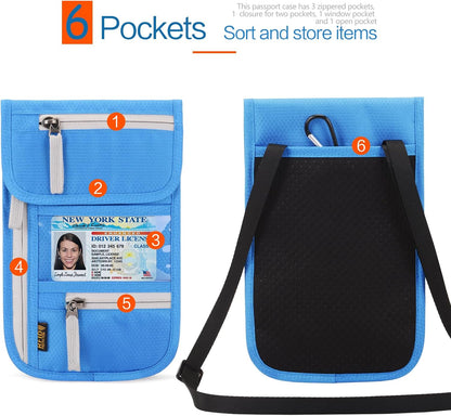 Neck Wallet Lightweight RFID Blocking Waterproof Travel Pouch Passport Wallets for Women Men
