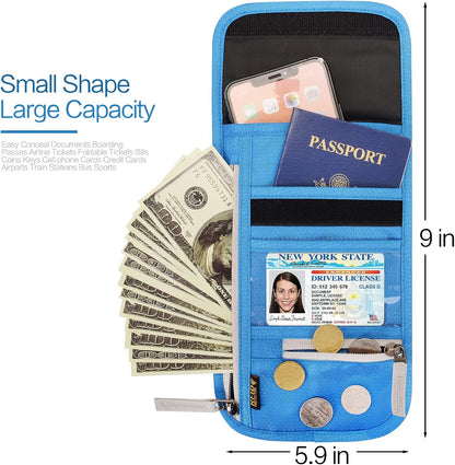 Neck Wallet Lightweight RFID Blocking Waterproof Travel Pouch Passport Wallets for Women Men