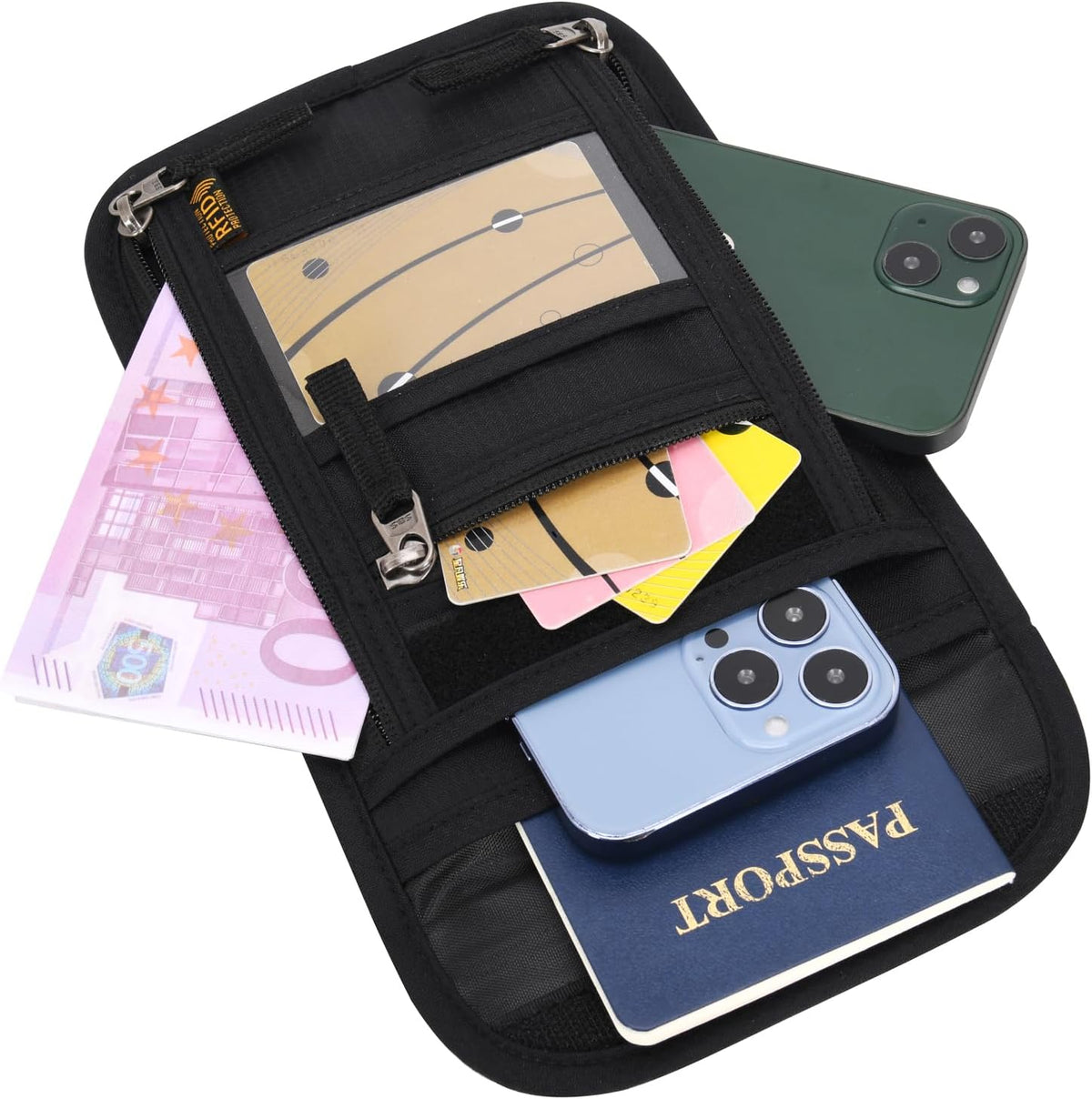 Neck Wallet Lightweight RFID Blocking Waterproof Travel Pouch Passport Wallets for Women Men