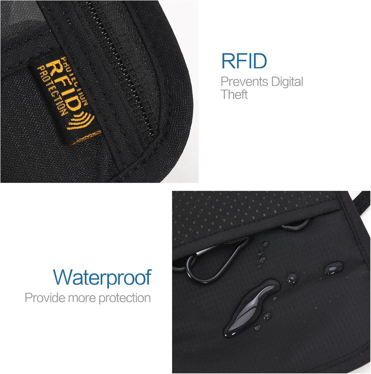 Neck Wallet Lightweight RFID Blocking Waterproof Travel Pouch Passport Wallets for Women Men
