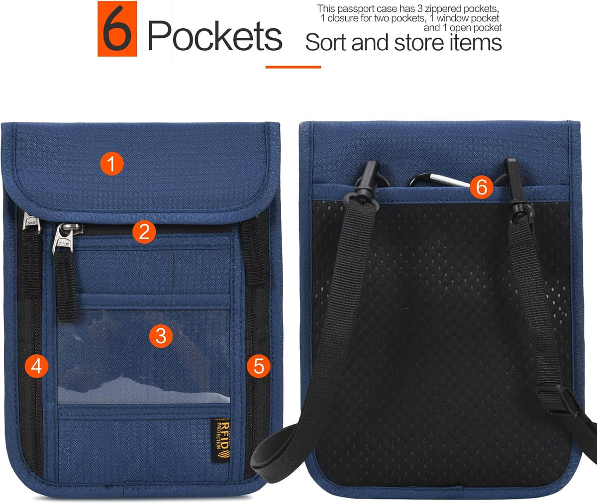 Neck Wallet Lightweight RFID Blocking Waterproof Travel Pouch Passport Wallets for Women Men