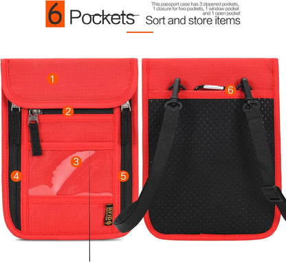 Neck Wallet Lightweight RFID Blocking Waterproof Travel Pouch Passport Wallets for Women Men