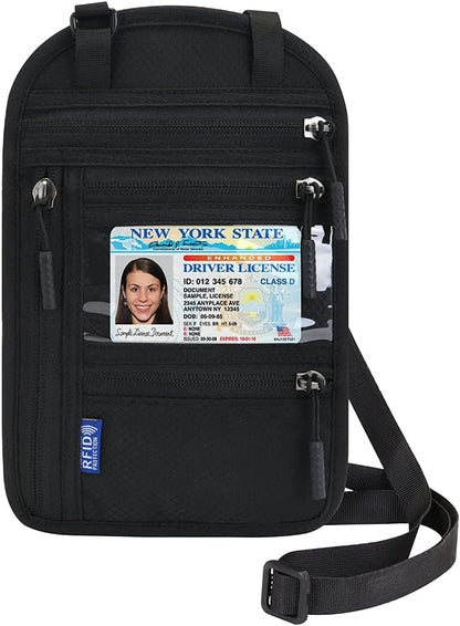 Neck Wallet Lightweight RFID Blocking Waterproof Travel Pouch Passport Wallets for Women Men