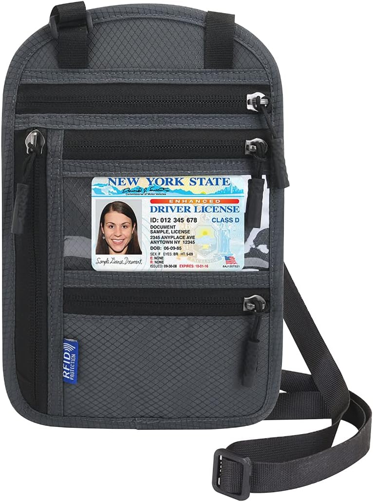 Neck Wallet Lightweight RFID Blocking Waterproof Travel Pouch Passport Wallets for Women Men