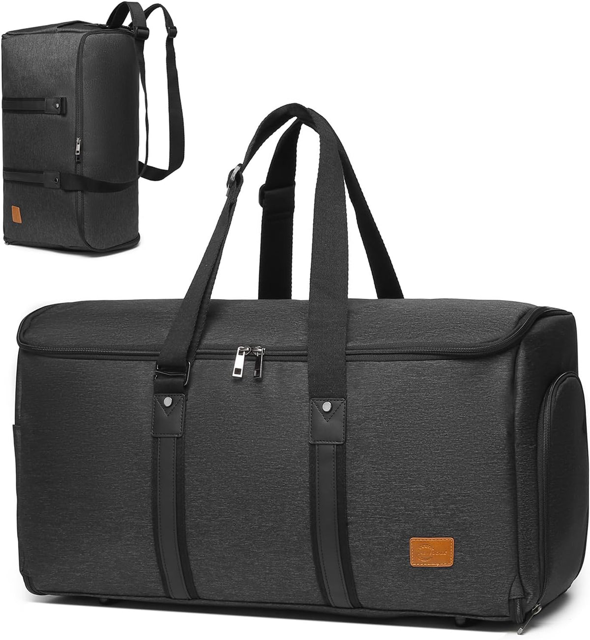 Convertible Garment Bag for Travel, Carry On Garment Bag Backpack for Men Women, 3 in 1 Hanging Suitcase Suit Business Travel Bag, Black