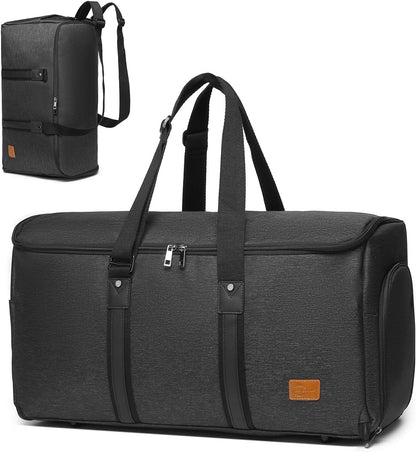 Convertible Garment Bag for Travel, Carry On Garment Bag Backpack for Men Women, 3 in 1 Hanging Suitcase Suit Business Travel Bag, Black