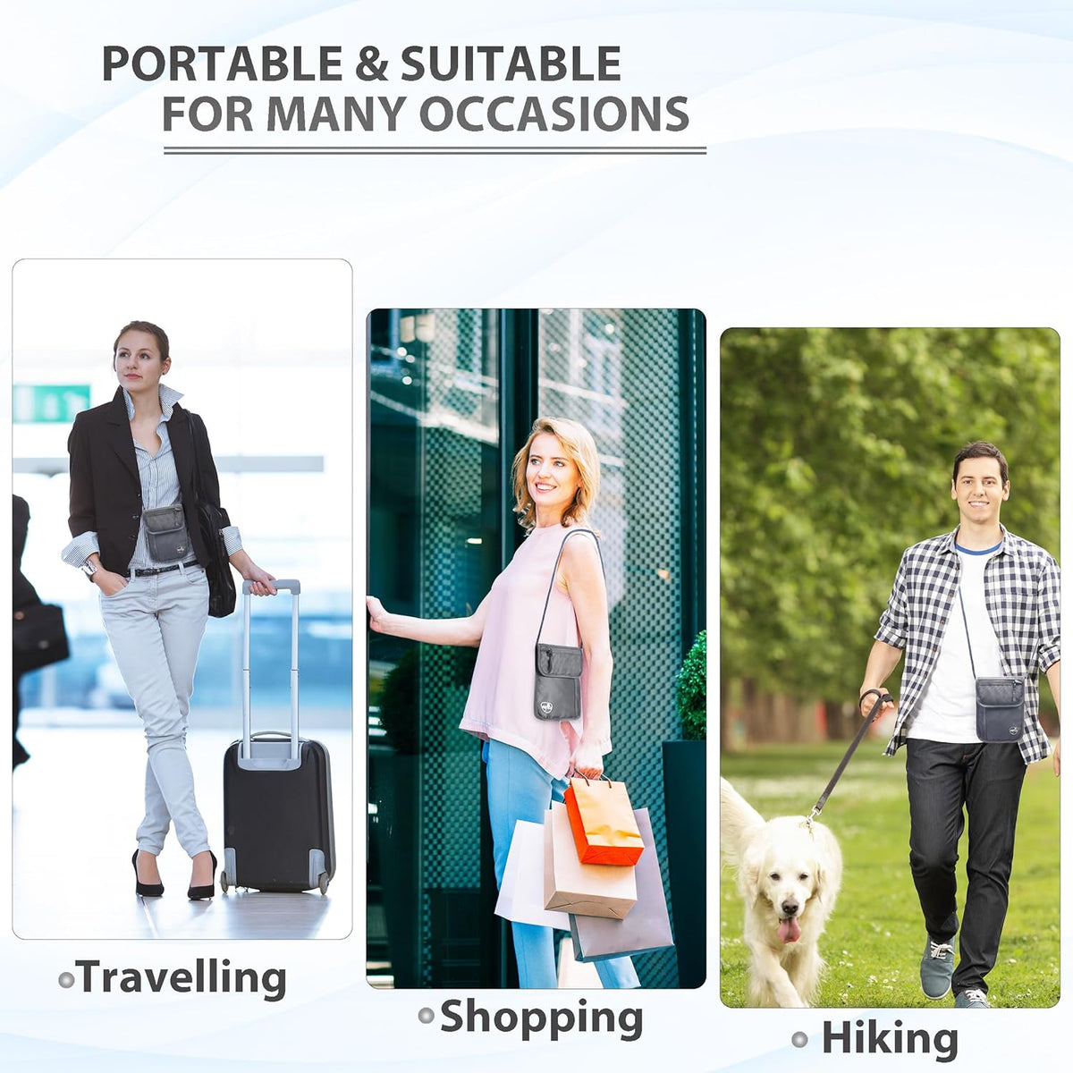 Passport Holder for Travel, Travel Wallet for Men Women Family, Hidden Neck Wallet, RFID Blocking, Card Holder Organizer(Black)