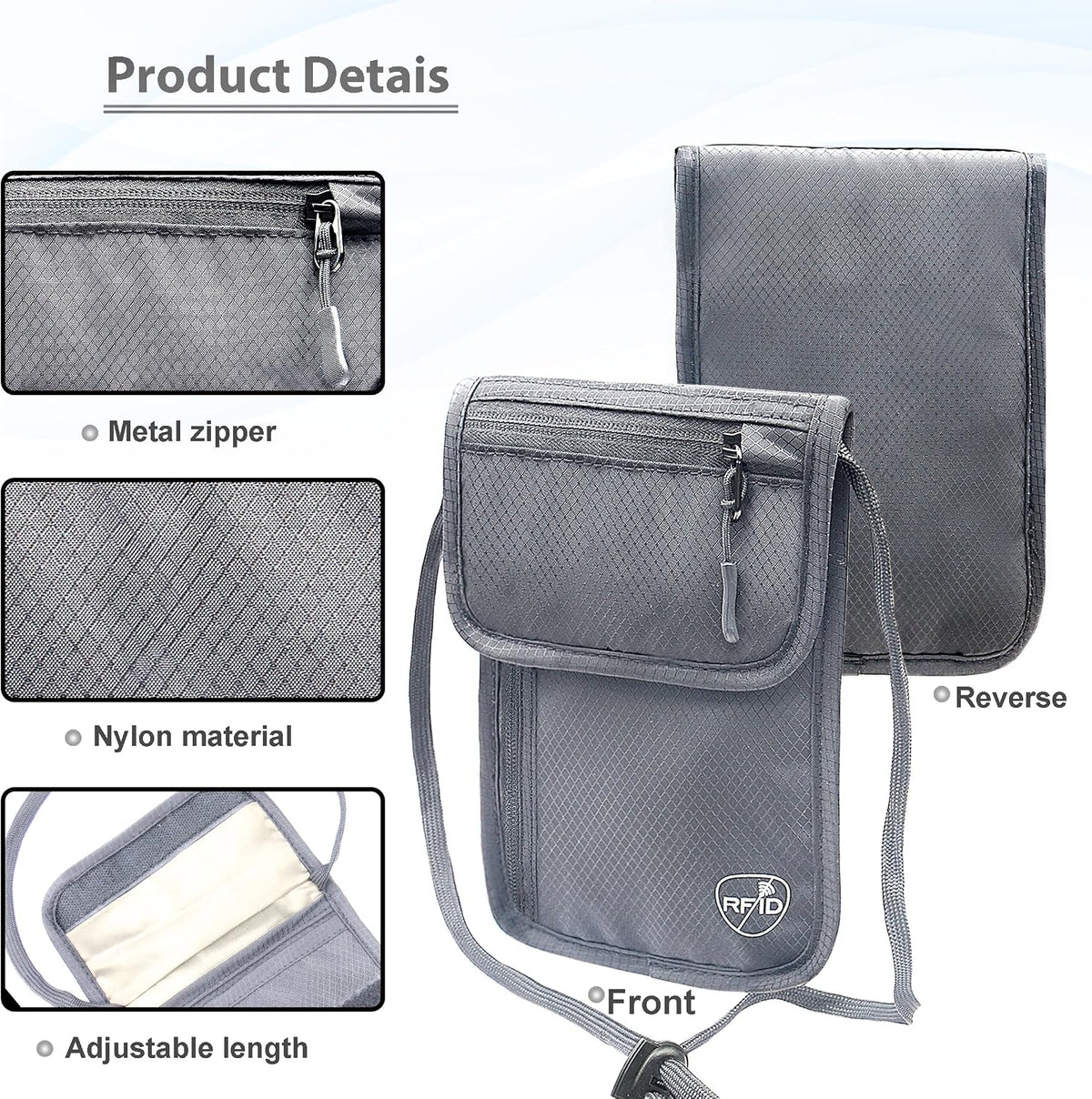 Passport Holder for Travel, Travel Wallet for Men Women Family, Hidden Neck Wallet, RFID Blocking, Card Holder Organizer(Black)