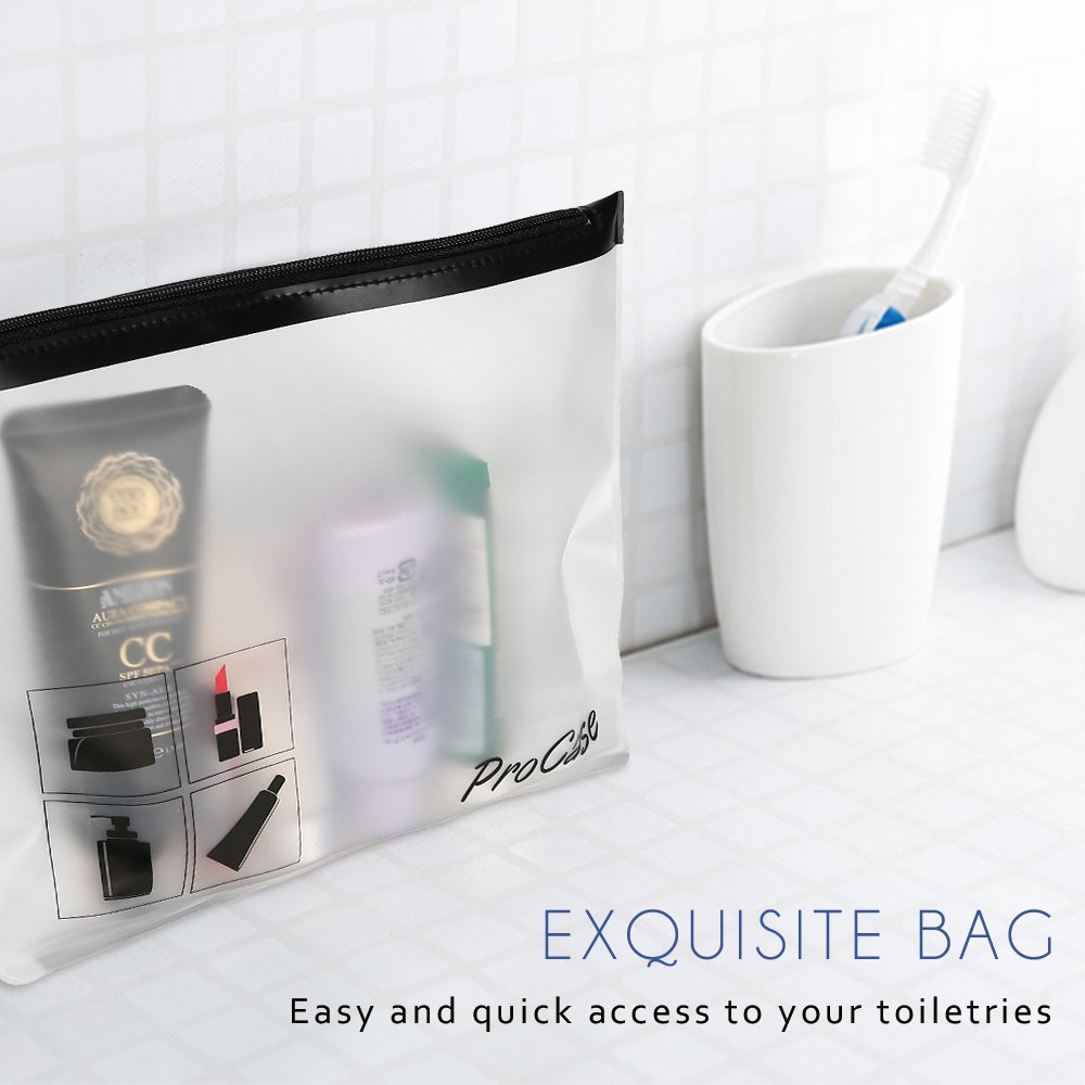 TSA Approved Fly Travel Toiletry Bag Makeup Pouch, Durable Quart-Size Carry-On Clear Small Handy Bag with Zipper for Liquids Bottles Tubes Cosmetics Container (2-Pack)