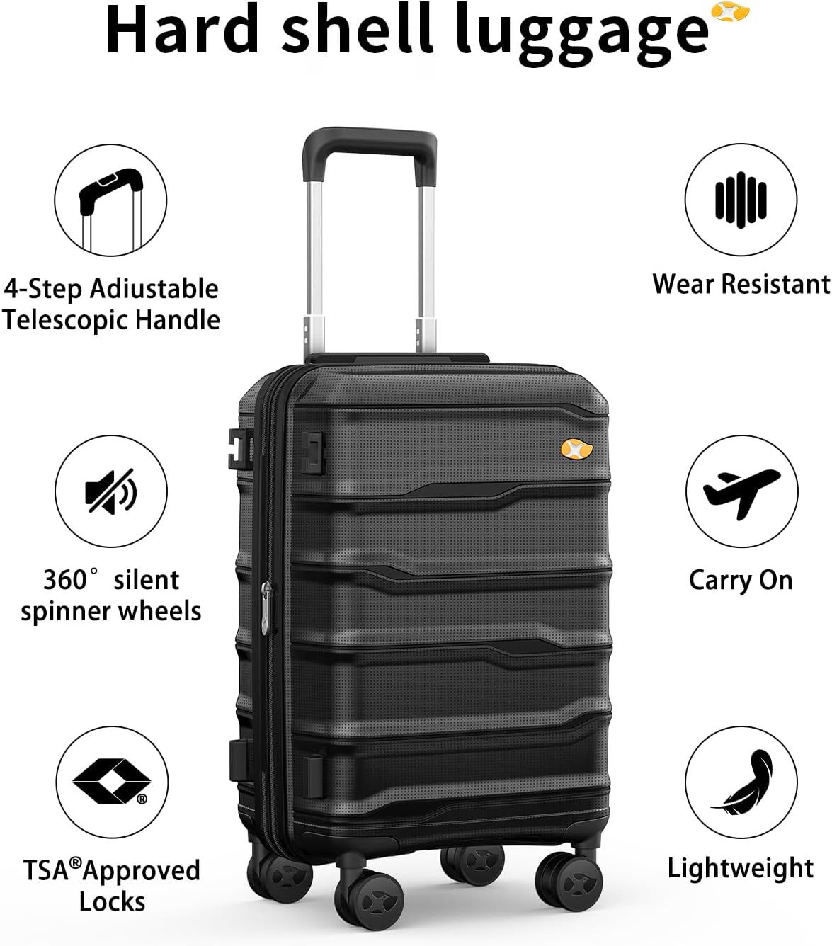 Carry On Luggage 22x14x9 Airline Approved, Hard Shell Suitcase with Spinner Wheels, Lightweight Luggages with TSA Lock, Carry-On Suitcases 20 Inch, Red