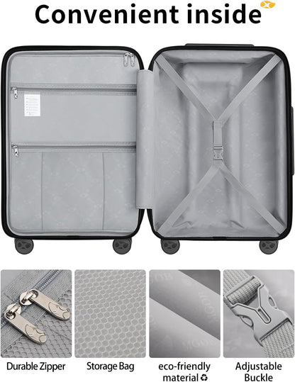 Carry On Luggage 22x14x9 Airline Approved, Hard Shell Suitcase with Spinner Wheels, Lightweight Luggages with TSA Lock, Carry-On Suitcases 20 Inch, Red