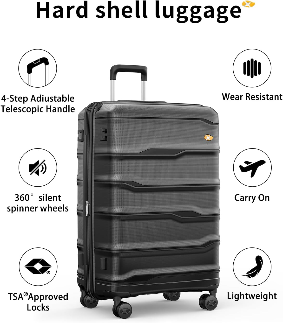 Carry On Luggage 22x14x9 Airline Approved, Hard Shell Suitcase with Spinner Wheels, Lightweight Luggages with TSA Lock, Carry-On Suitcases 20 Inch, Red