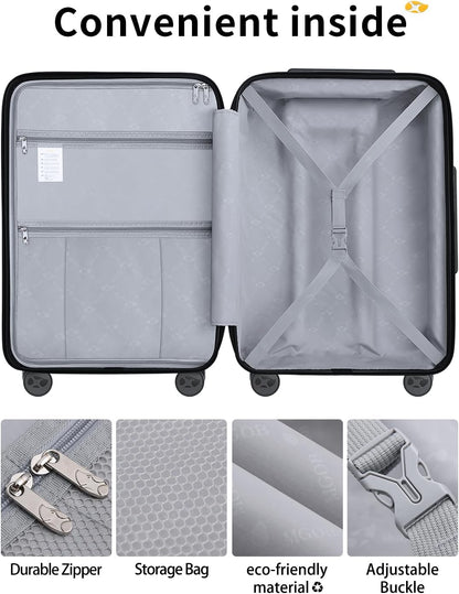 Carry On Luggage 22x14x9 Airline Approved, Hard Shell Suitcase with Spinner Wheels, Lightweight Luggages with TSA Lock, Carry-On Suitcases 20 Inch, Red