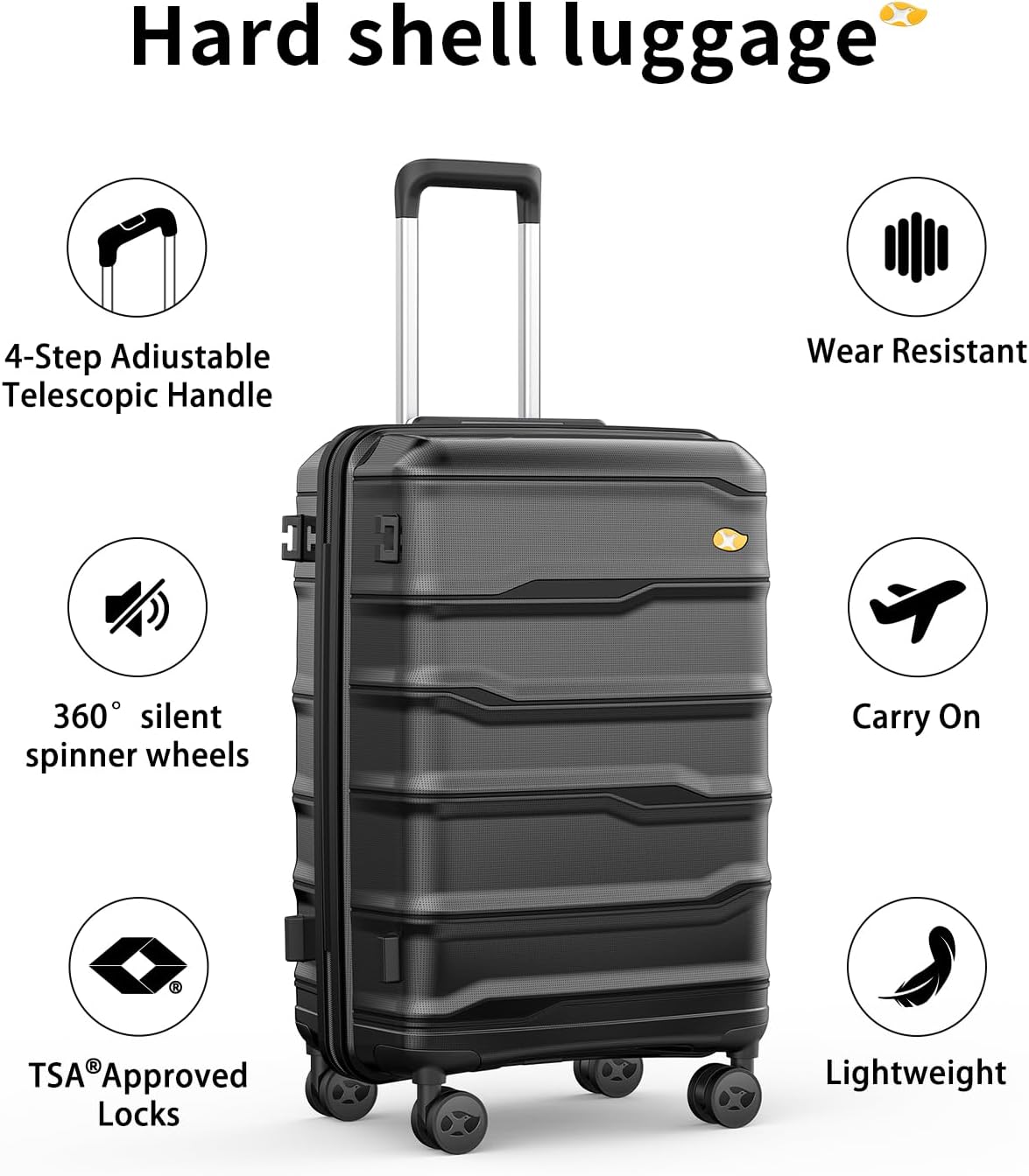 Carry On Luggage 22x14x9 Airline Approved, Hard Shell Suitcase with Spinner Wheels, Lightweight Luggages with TSA Lock, Carry-On Suitcases 20 Inch, Red