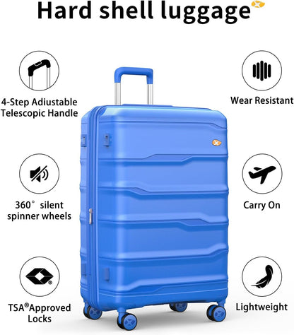 Carry On Luggage 22x14x9 Airline Approved, Hard Shell Suitcase with Spinner Wheels, Lightweight Luggages with TSA Lock, Carry-On Suitcases 20 Inch, Red