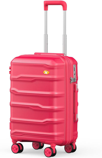 Carry On Luggage 22x14x9 Airline Approved, Hard Shell Suitcase with Spinner Wheels, Lightweight Luggages with TSA Lock, Carry-On Suitcases 20 Inch, Red